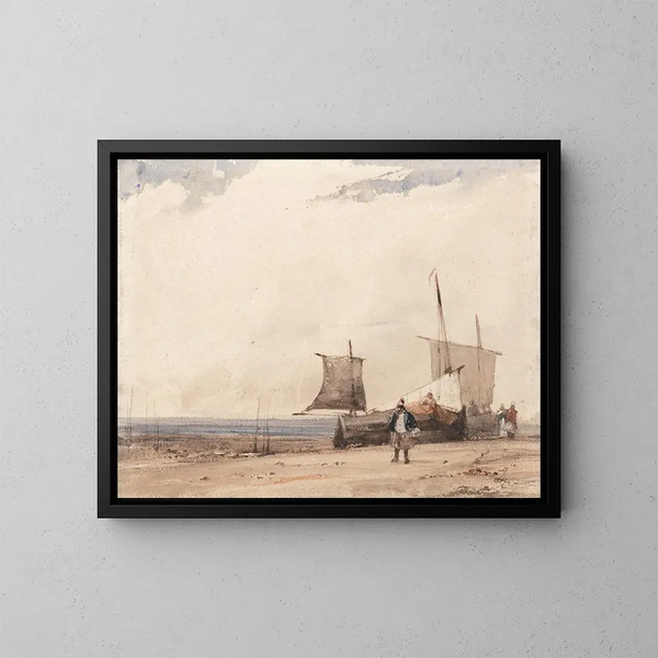 Scena plażowa - Richard Parkes Bonington — oprawiony obraz na ścianie
