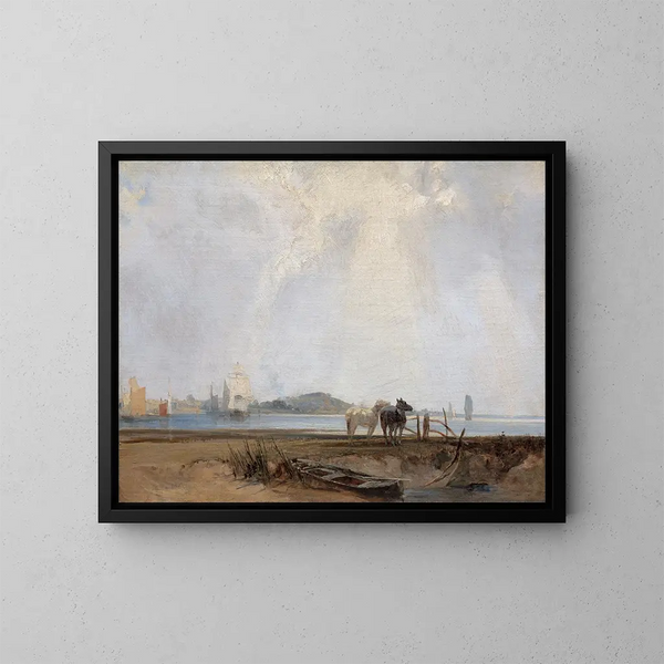 Près de Quillebeuf - Richard Parkes Bonington — oprawiony obraz na ścianie