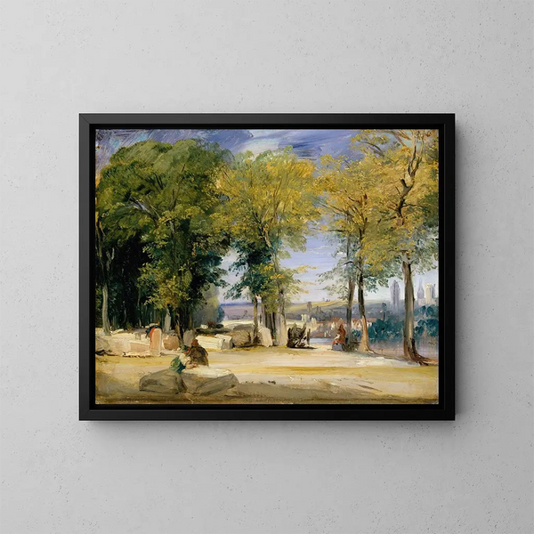 Widok w pobliżu Rouen - Richard Parkes Bonington — oprawiony obraz na ścianie