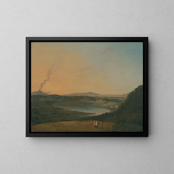 Jezioro Agnano z Wezuwiuszem w tle - Richard Wilson — oprawiony obraz na ścianie