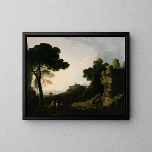 pejzażu capriccio z grobowcem Horacjuszy i Curiacjuszy oraz willą Mecenasa w Tivoli - Richard Wilson — oprawiony obraz na ścianie