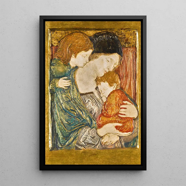 Relief z matką i dziećmi - Robert Anning Bell — oprawiony obraz na ścianie