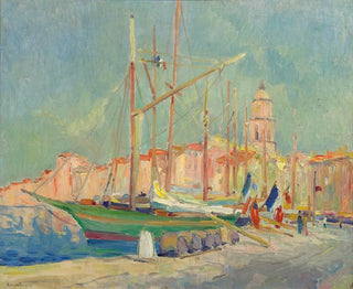 Robert Antoine Pinchon - Bateaux pavoiss dans le port de SaintTropez.webp