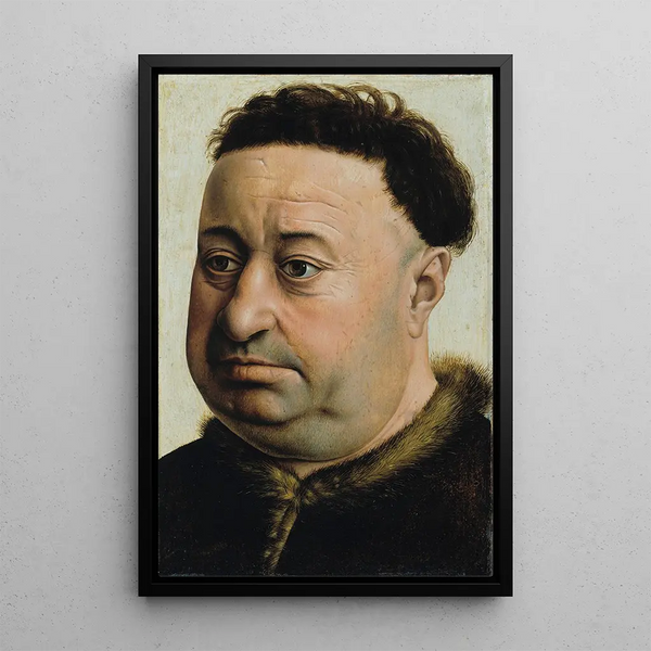 Portret mężczyzny o krągłej sylwetce - Robert Campin — oprawiony obraz na ścianie