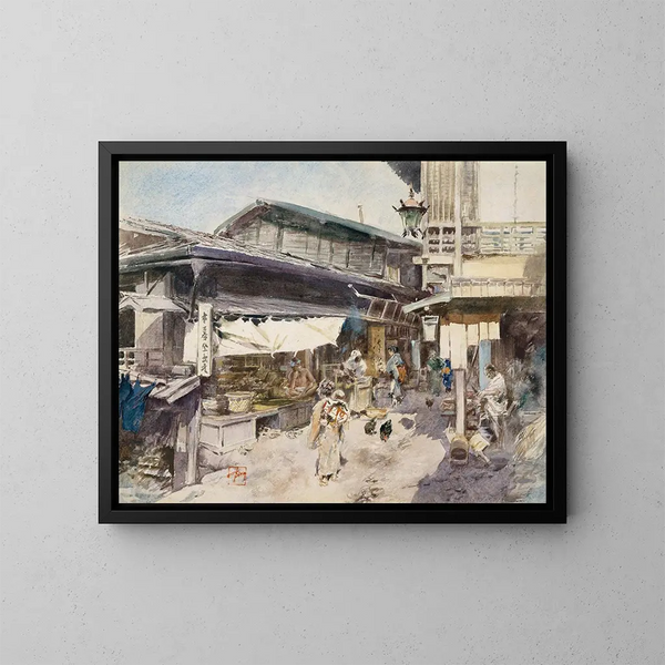 Scena uliczna w Ikao, Japonia - Robert Frederick Blum — oprawiony obraz na ścianie