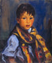 Chłopiec z szalikiem w kratę - Robert Henri — widok dzieła