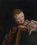 Cory Cori patrzący ponad oparciem krzesła - Robert Henri — widok dzieła