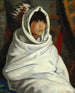 Indian girl in a white blanket - Robert Henri — widok dzieła