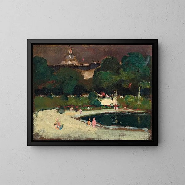 Burzowe niebo nad ogrodami Luksemburskimi - Robert Henri — oprawiony obraz na ścianie