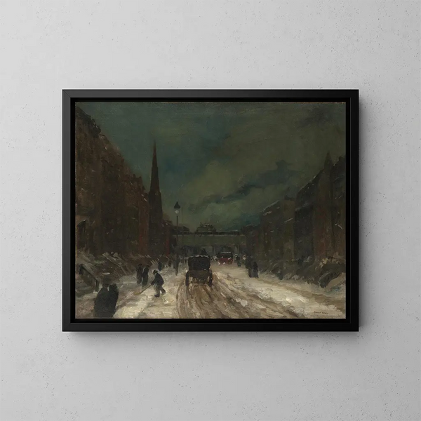 Scena uliczna ze śniegiem, 57th Street, NYC - Robert Henri — oprawiony obraz na ścianie