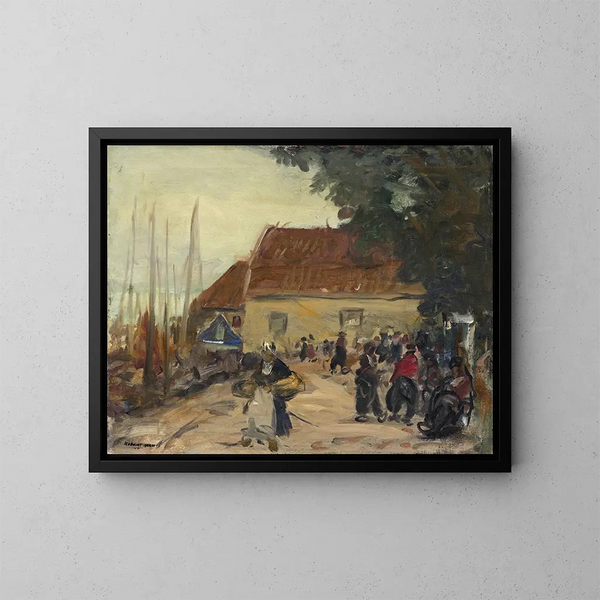 Scena uliczna w Volendam - Robert Henri — oprawiony obraz na ścianie
