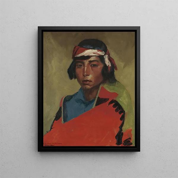 Młody mężczyzna z wioski Tesuque - Robert Henri — oprawiony obraz na ścianie