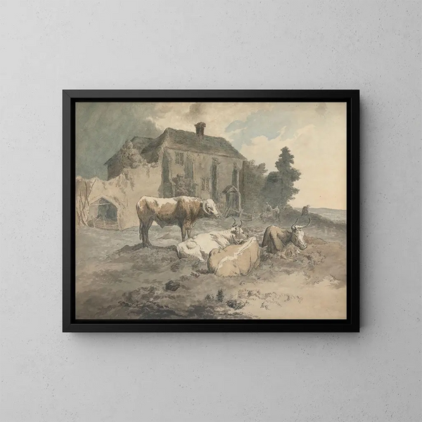 Bétail à longues cornes - Robert Hills — oprawiony obraz na ścianie