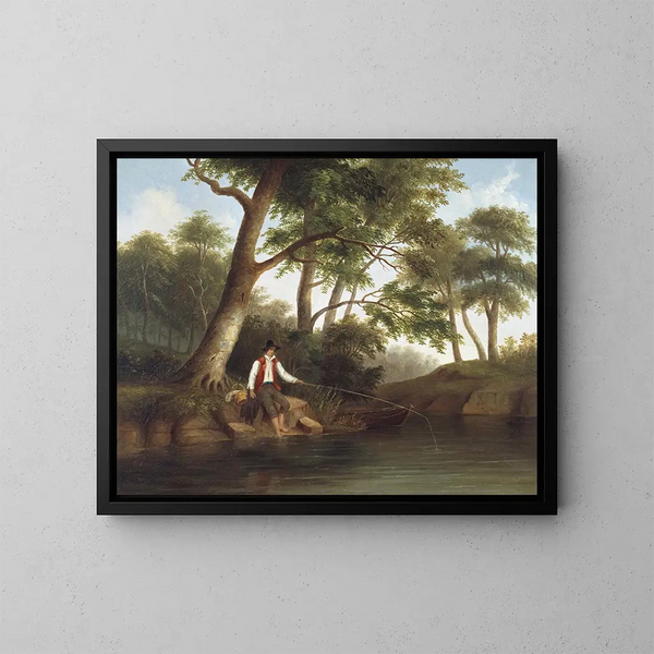 Mężczyzna z rybami - Robert S. Duncanson — oprawiony obraz na ścianie