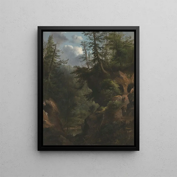 Les grottes - Robert S. Duncanson — oprawiony obraz na ścianie