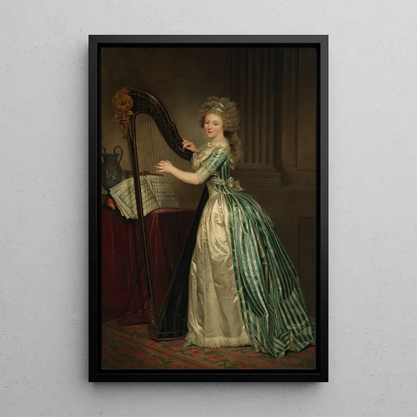 Autoportret z harfą - Rose-Adélaïde Ducreux — oprawiony obraz na ścianie