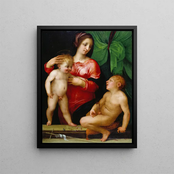 La Vierge à l'Enfant avec saint Jean enfant - Rosso Fiorentino — oprawiony obraz na ścianie
