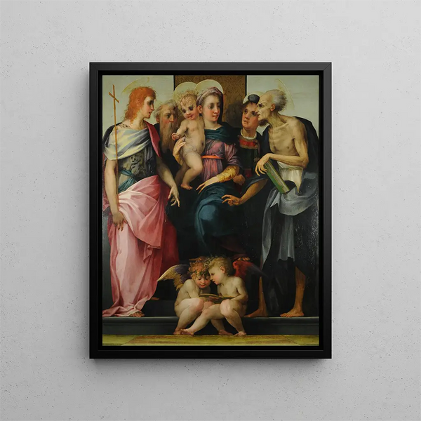 Święta rozmowa z muzykującymi aniołami - Rosso Fiorentino — oprawiony obraz na ścianie