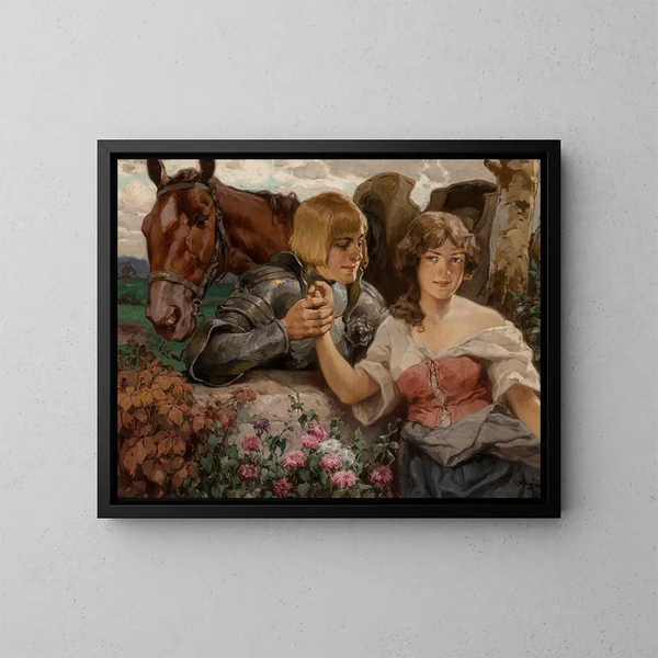 Rycerz szarmancki i jego damulka - Rudolf Alfred Höger — oprawiony obraz na ścianie
