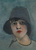 Portret damy z kapeluszem - Rudolf Kremlička — widok dzieła
