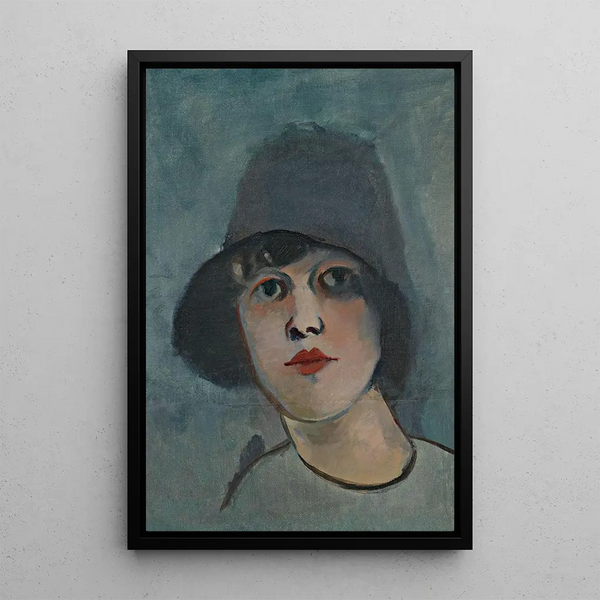 Portret damy z kapeluszem - Rudolf Kremlička — oprawiony obraz na ścianie