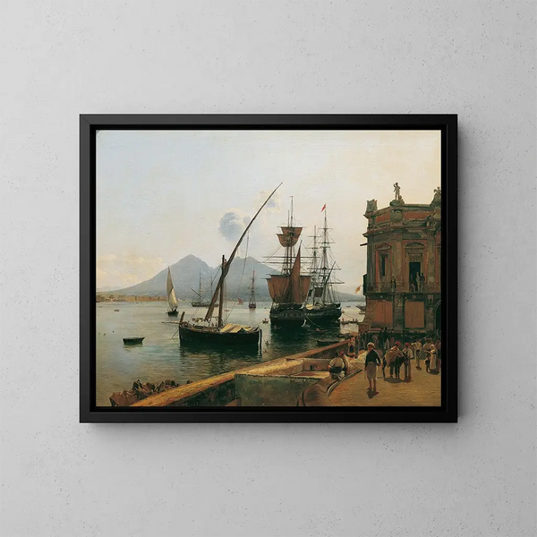 Port Neapolu z Wezuwiuszem - Rudolf von Alt — oprawiony obraz na ścianie