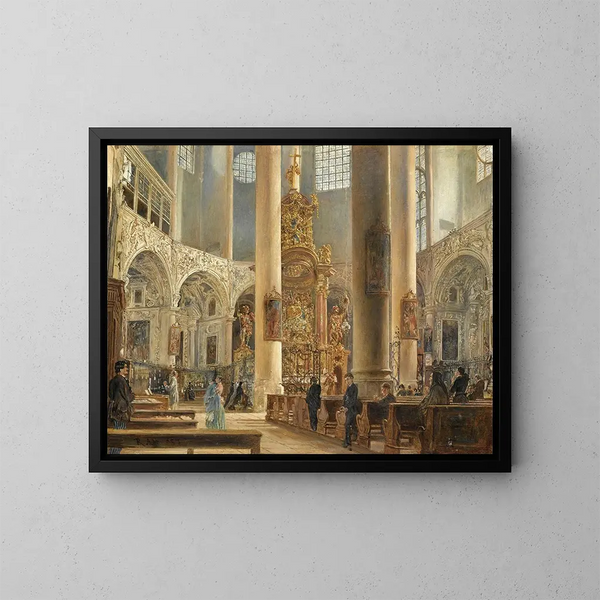 Wnętrza Kościoła Franciszkanów w Salzburgu - Rudolf von Alt — oprawiony obraz na ścianie