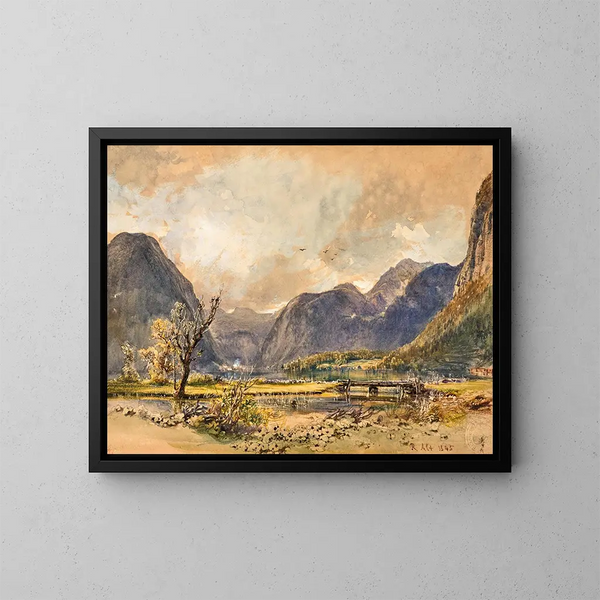 Jezioro Hallstatt - Rudolf von Alt — oprawiony obraz na ścianie