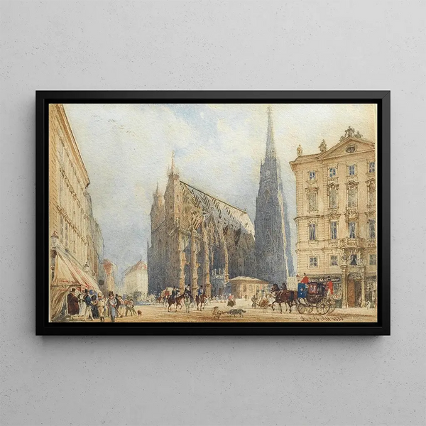 Stephansplatz - Rudolf von Alt — oprawiony obraz na ścianie