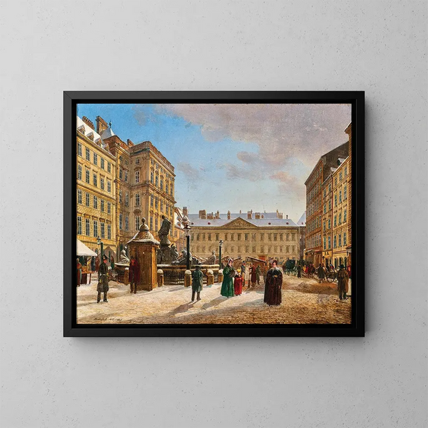 Nowy rynek w Wiedniu zimą - Rudolf von Alt — oprawiony obraz na ścianie