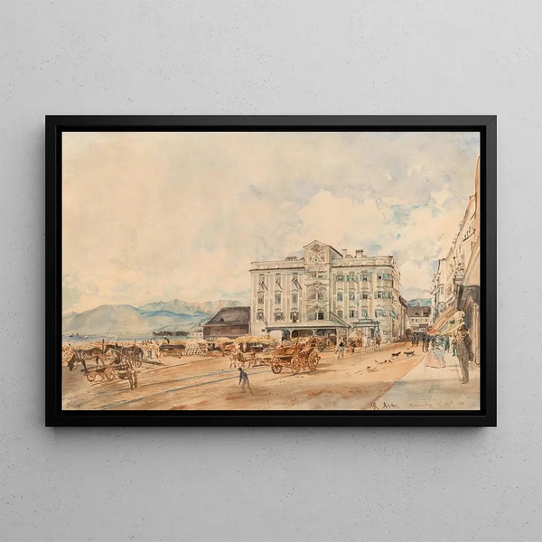 L'Hôtel de ville de Gmunden - Rudolf von Alt — oprawiony obraz na ścianie