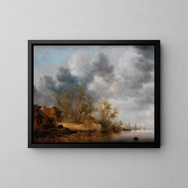 Nadbrzeże holenderskie - Salomon van Ruysdael — oprawiony obraz na ścianie