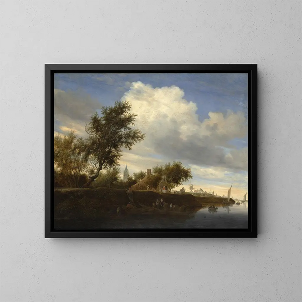 Ferry near Gorinchem - Salomon van Ruysdael — oprawiony obraz na ścianie