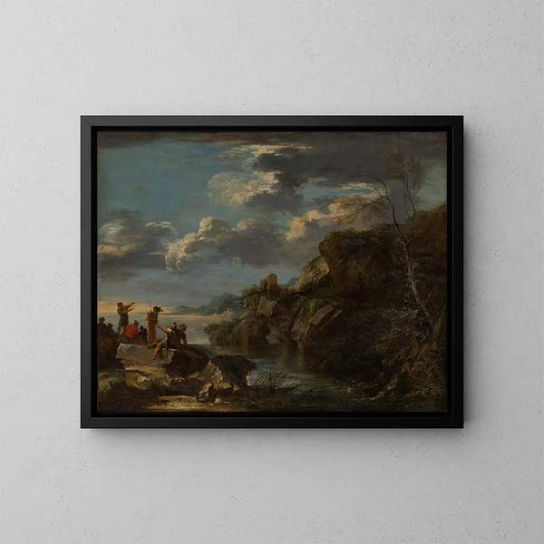 Bandytów na skalistim wybrzeżu - Salvator Rosa — oprawiony obraz na ścianie