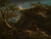 pejzaż leśny górski z wojownikami w odpoczynku - Salvator Rosa — widok dzieła