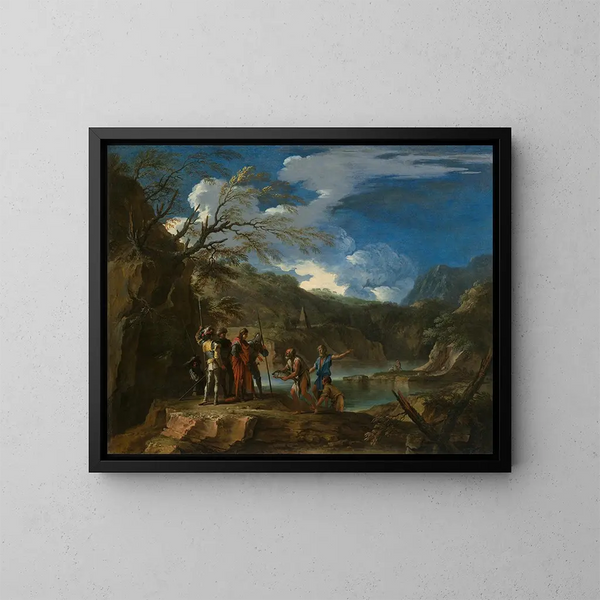 Polycrate i rybak - Salvator Rosa — oprawiony obraz na ścianie