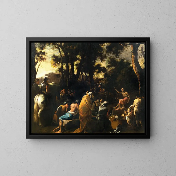Le Sermon de Saint Jean-Baptiste - Salvator Rosa — oprawiony obraz na ścianie