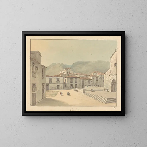 Funchal, Madère, jedno miejsce z kościołem - Samuel Davis — oprawiony obraz na ścianie