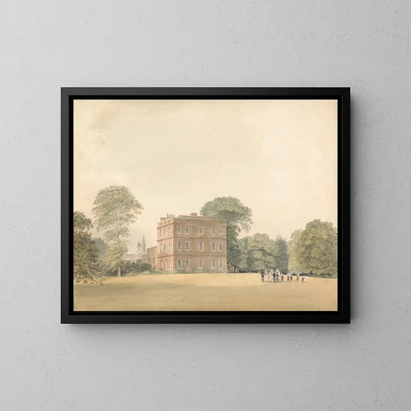 boczny widok domu Ayot, Hertfordshire - Samuel Davis — oprawiony obraz na ścianie