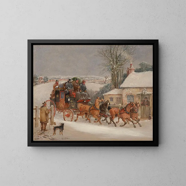 Le carrosse de la Royal Mail de Londres dans la neige - Samuel Henry Alken — oprawiony obraz na ścianie