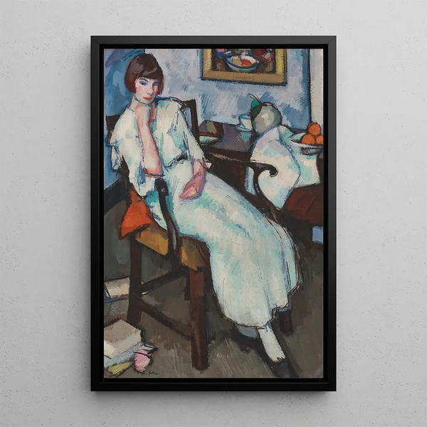 Młoda dziewczyna w białym - Samuel John Peploe — oprawiony obraz na ścianie
