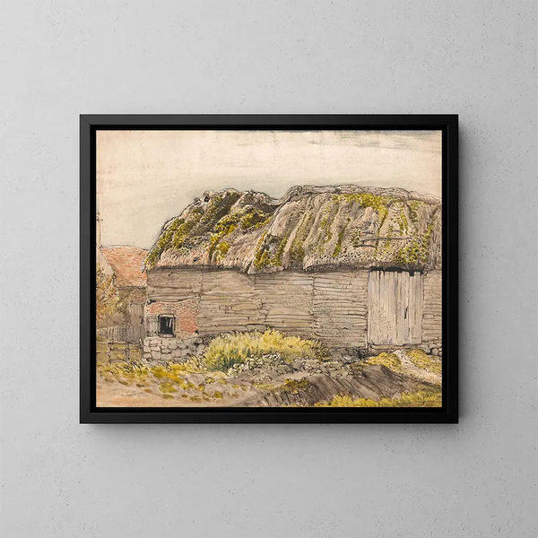 Ukraińska stodoła z mchem na dachu w Shoreham - Samuel Palmer — oprawiony obraz na ścianie