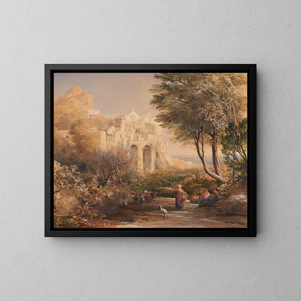 La Vocatella à Chapel zbudowany przez pustelnika w pobliżu Corpo de Cava w okolicy Salerne i Neapolu - Samuel Palmer — oprawiony obraz na ścianie