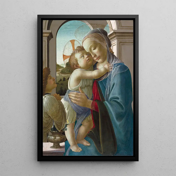La Vierge à l'Enfant avec un ange - Sandro Botticelli — oprawiony obraz na ścianie