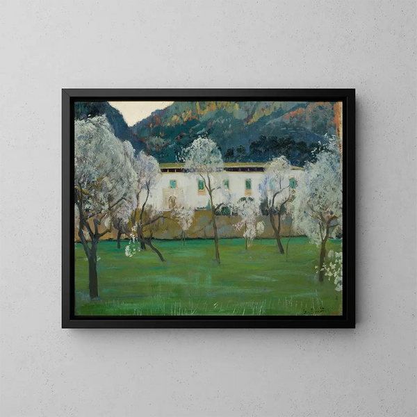 Zamknięty biały w Bunyola, Majorka - Santiago Rusiñol — oprawiony obraz na ścianie