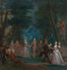 scena w parku z postaciami z Commedia dell'Arte - Marcellus Laroon młodszy — widok dzieła