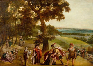 School of Anton Mirou - The Reconciliation of Jacob and Esau in and Extensive Wooded Landscape.webp
