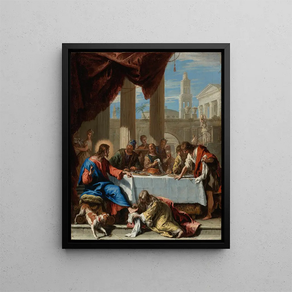 Chrystus w domu Szymona - Sebastiano Ricci — oprawiony obraz na ścianie