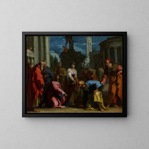 Le Christ et la femme adultère - Sebastiano Ricci — oprawiony obraz na ścianie