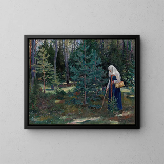 Sergei Arsenevich Vinogradov - Gathering mushrooms in the forest.webp